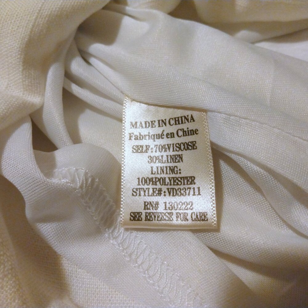 Very J White Linen Blend Peasant Dress L Boho Prairie Coastal Cowgirl Romantic - Picture 11 of 11